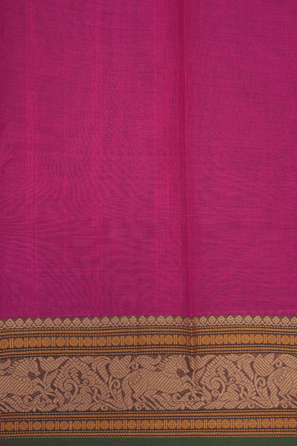 Threadwork Border Plain Deep Mulberry Chettinadu Cotton Saree