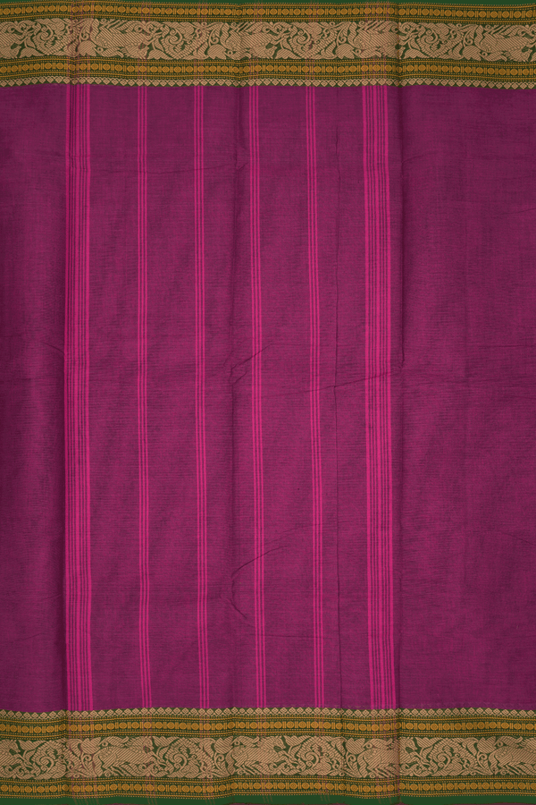 Threadwork Border Plain Deep Mulberry Chettinadu Cotton Saree
