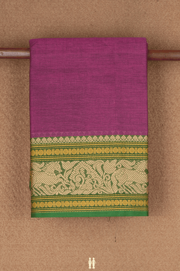 Threadwork Border Plain Deep Mulberry Chettinadu Cotton Saree
