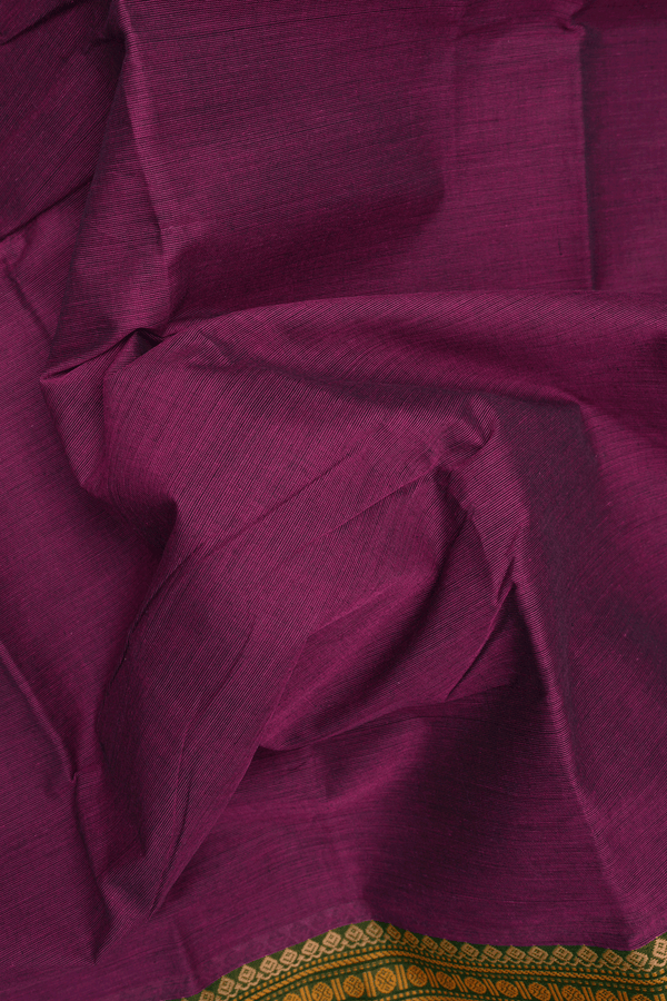 Threadwork Border Plain Deep Mulberry Chettinadu Cotton Saree