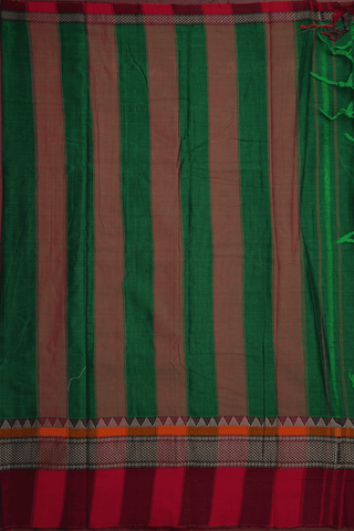 Threadwork Border Plain Emerald Green Chettinadu Cotton Saree
