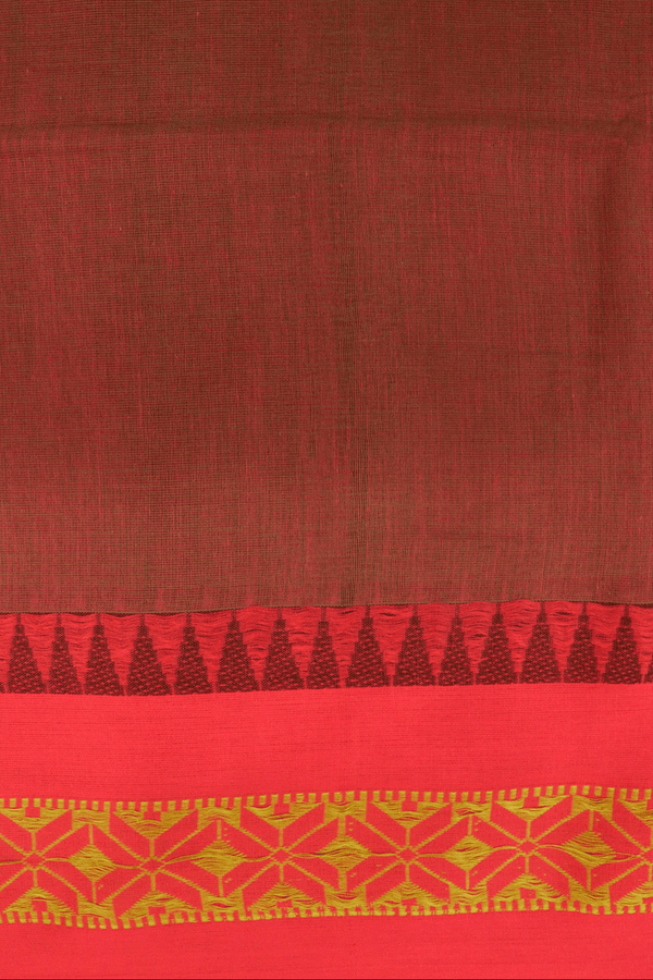 Threadwork Border Plain Fern Green Bengal Cotton Saree