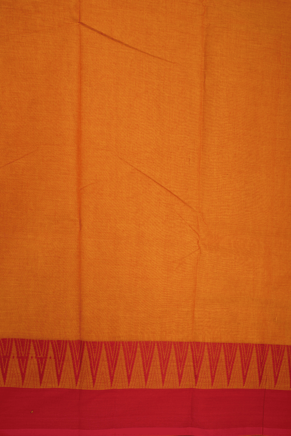 Threadwork Border Plain Lemon Yellow Chettinadu Cotton Saree