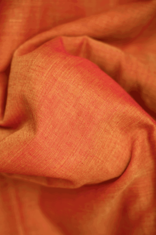 Threadwork Border Plain Ochre Orange Dharwad Cotton Saree