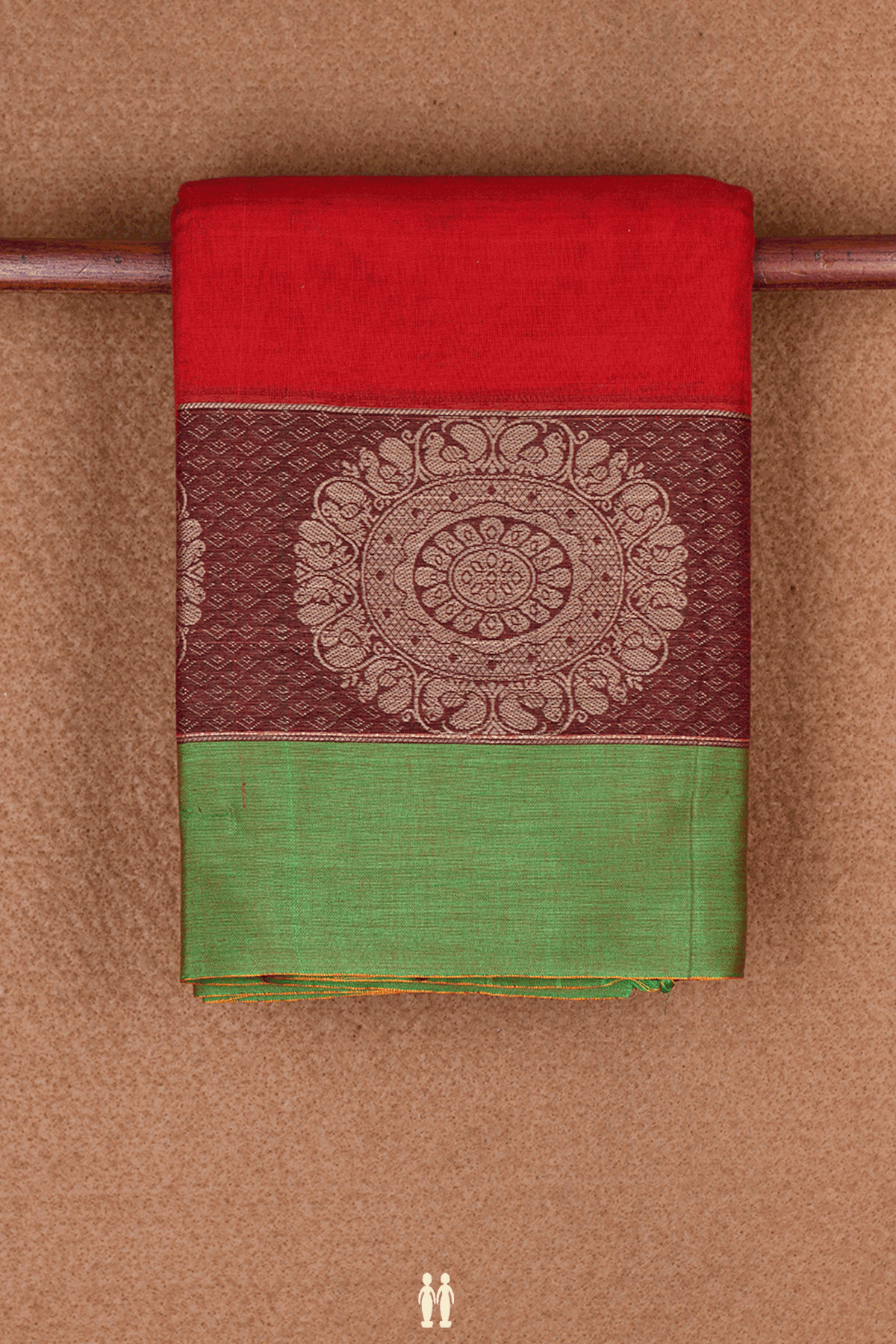 Threadwork Border Plain Ruby Red Chettinadu Cotton Saree