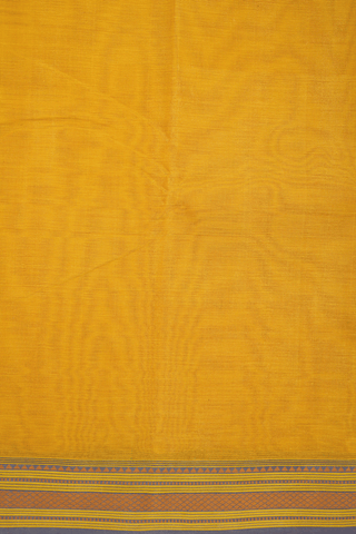Threadwork Border Plain Sunflower Yellow Kanchi Cotton Saree