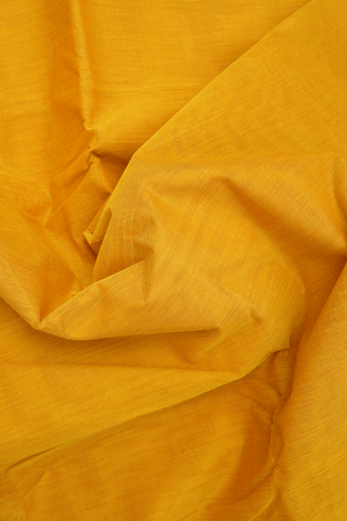 Threadwork Border Plain Sunflower Yellow Kanchi Cotton Saree