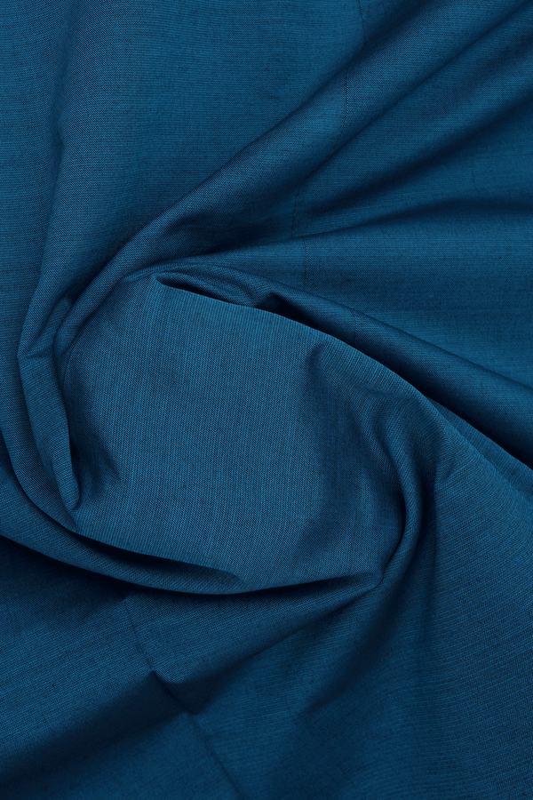 Threadwork Border Plain Teal Blue Dharwad Cotton Saree