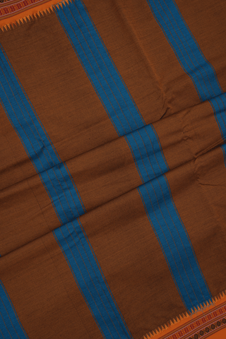 Threadwork Border Plain Teal Blue Dharwad Cotton Saree