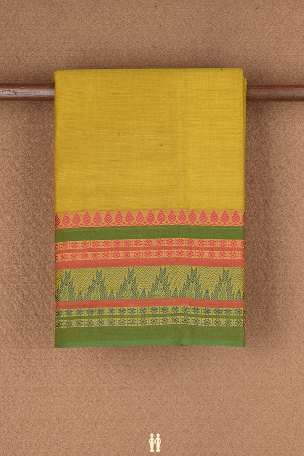 Threadwork Border Sunflower Yellow Chettinadu Cotton Saree