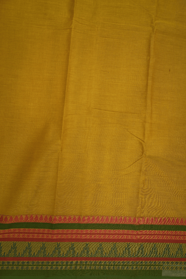 Threadwork Border Sunflower Yellow Chettinadu Cotton Saree