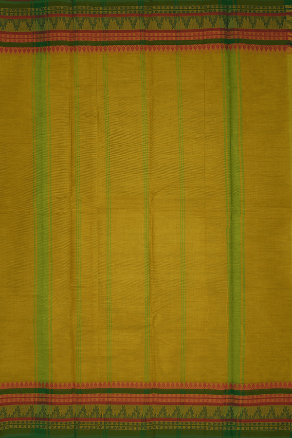 Threadwork Border Sunflower Yellow Chettinadu Cotton Saree