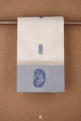Threadwork Buttas Beige Kanchi Cotton Saree