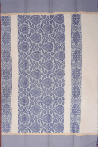 Threadwork Buttas Beige Kanchi Cotton Saree
