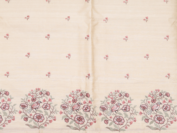 Threadwork Buttas Beige Tussar Unstitched Salwar Material