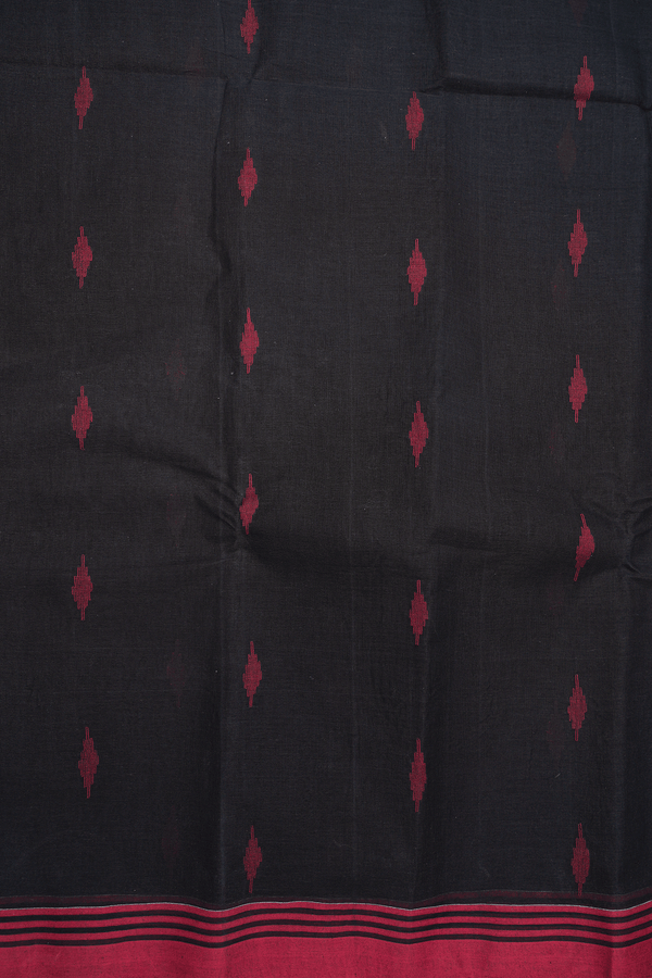 Threadwork Buttas Black Bengal Cotton Saree