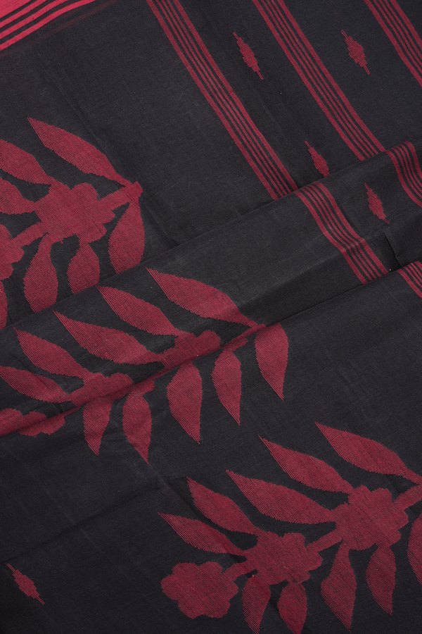 Threadwork Buttas Black Bengal Cotton Saree