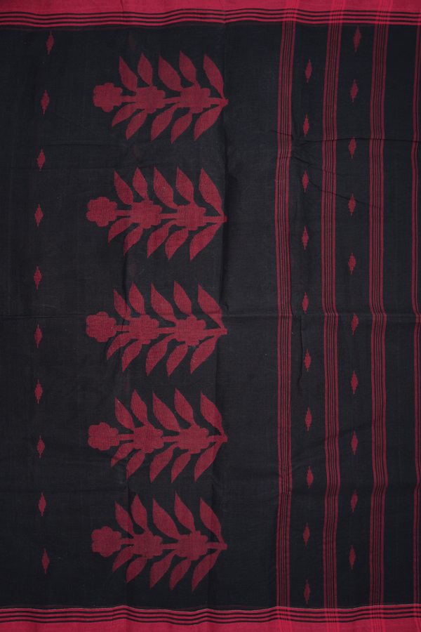 Threadwork Buttas Black Bengal Cotton Saree