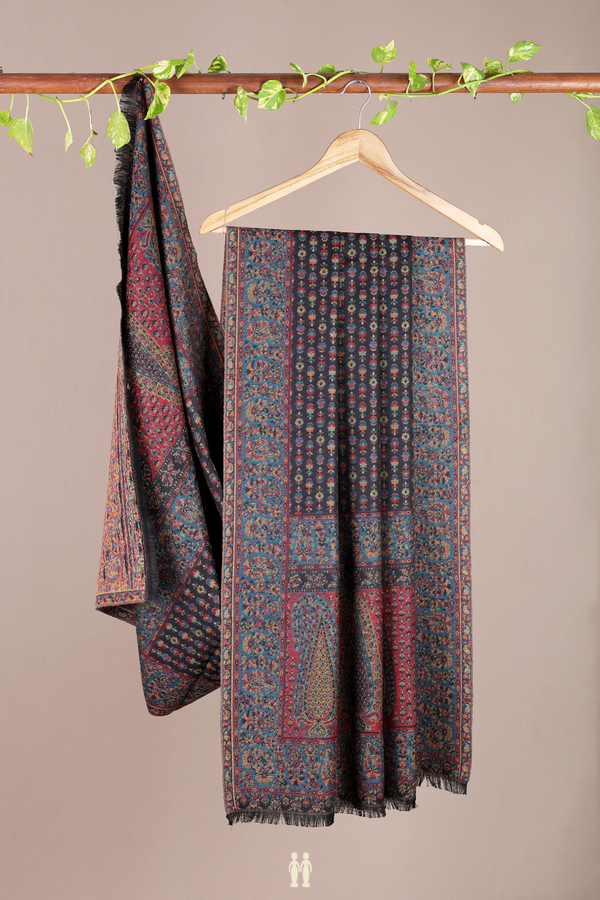 Threadwork Buttas Black Woolen Cotton Shawl