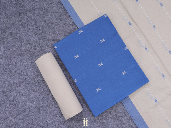 Threadwork Buttas Blue Cotton Salwar Material