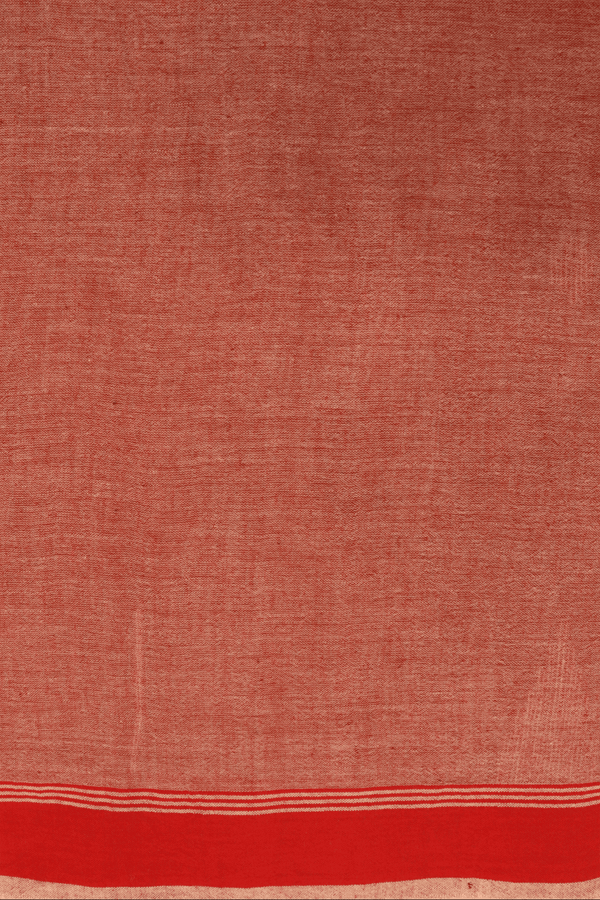 Threadwork Buttas Brick Red Bengal Cotton Saree