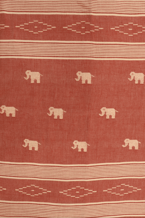 Threadwork Buttas Brick Red Bengal Cotton Saree