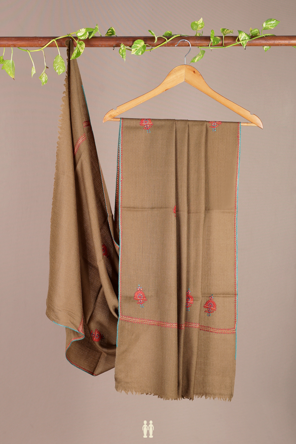 Threadwork Buttas Brown Woolen Cotton Shawl