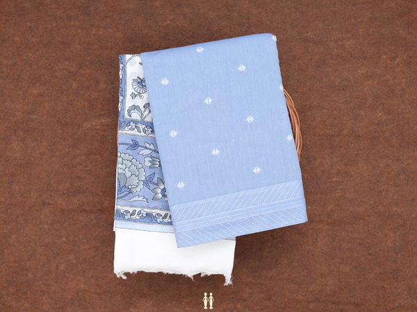 Threadwork Buttas Dusty Blue Cotton Unstitched Salwar Material