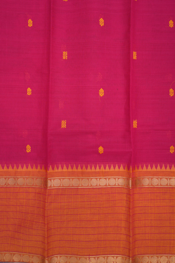 Threadwork Buttas Magenta Chettinadu Half Saree Material