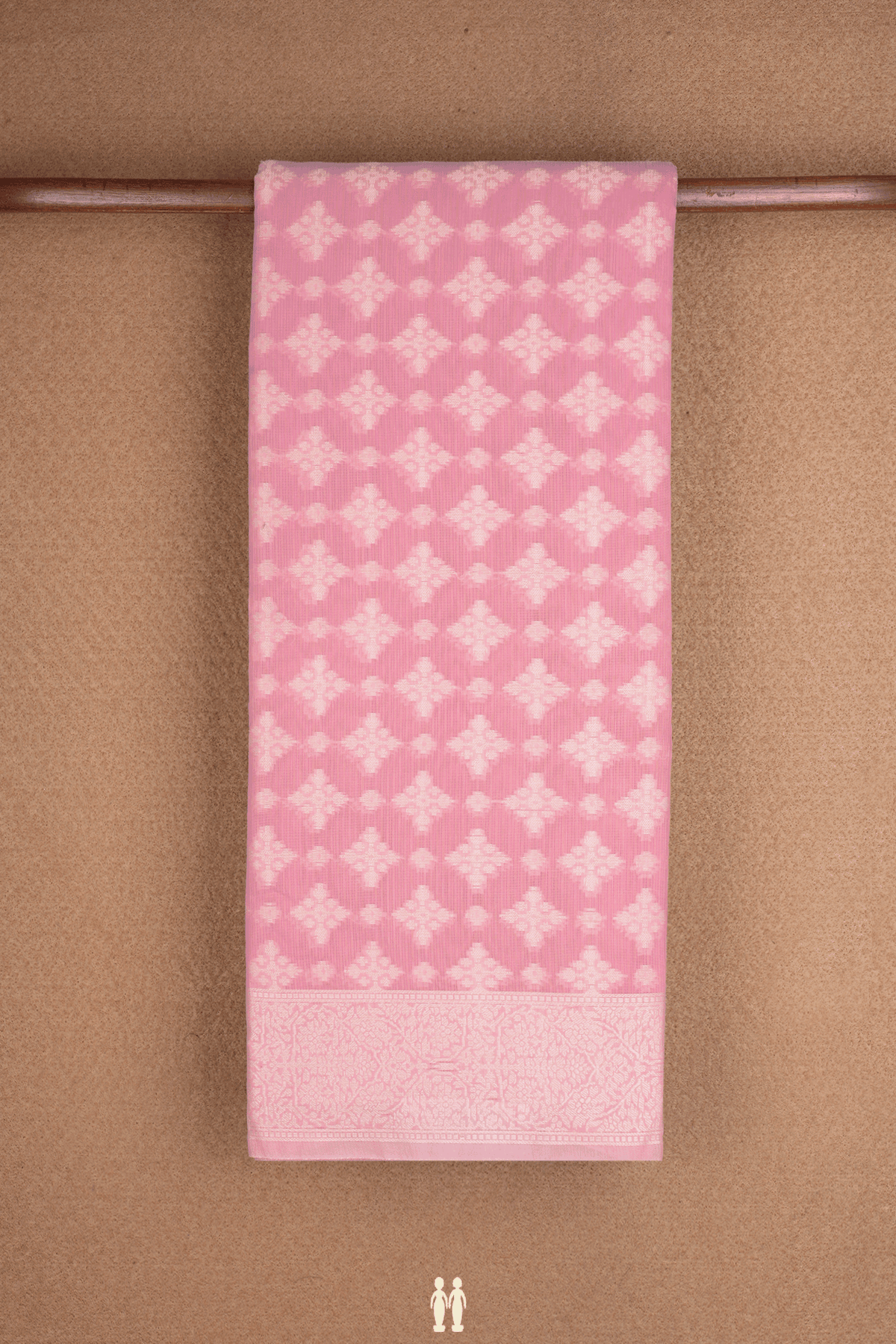 Threadwork Buttas Pastel Pink Kota Cotton Saree