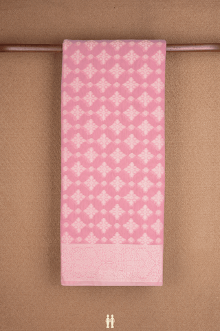 Threadwork Buttas Pastel Pink Kota Cotton Saree