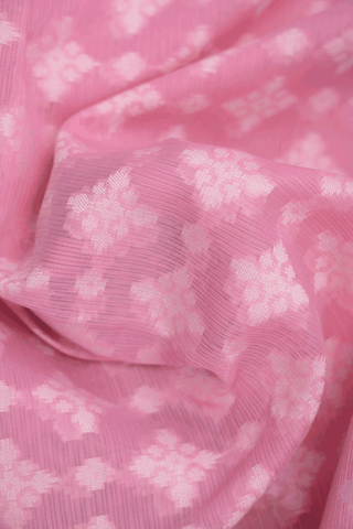 Threadwork Buttas Pastel Pink Kota Cotton Saree