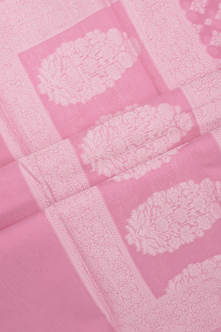 Threadwork Buttas Pastel Pink Kota Cotton Saree