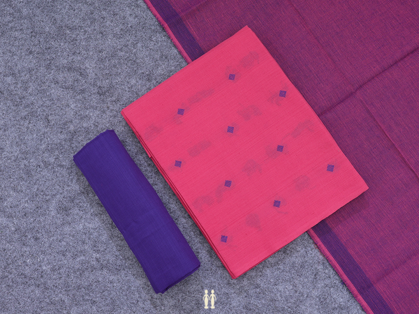 Threadwork Buttas Pink Cotton Unstitched Salwar Material