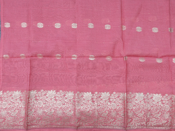 Threadwork Buttas Pink Silk Cotton Unstitched Salwar Material