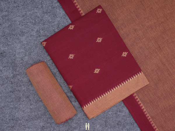 Threadwork Buttas Blush Red Cotton Salwar Material