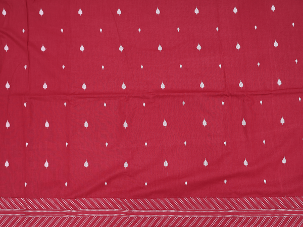 Threadwork Buttas Red Cotton Unstitched Salwar Material
