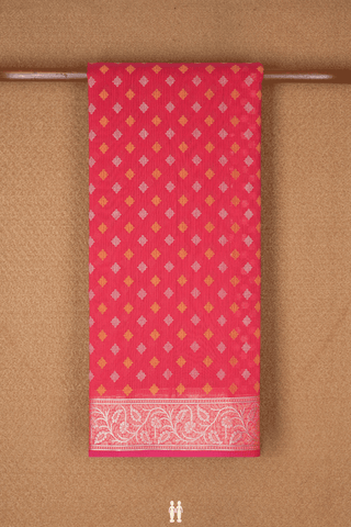 Threadwork Buttas Rose Red Kota Cotton Saree