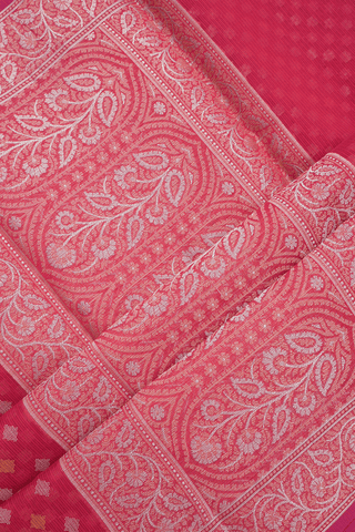 Threadwork Buttas Rose Red Kota Cotton Saree