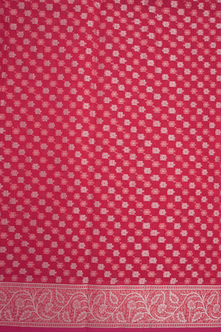 Threadwork Buttas Rose Red Kota Cotton Saree