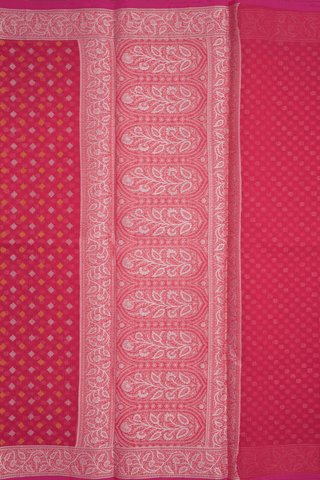 Threadwork Buttas Rose Red Kota Cotton Saree