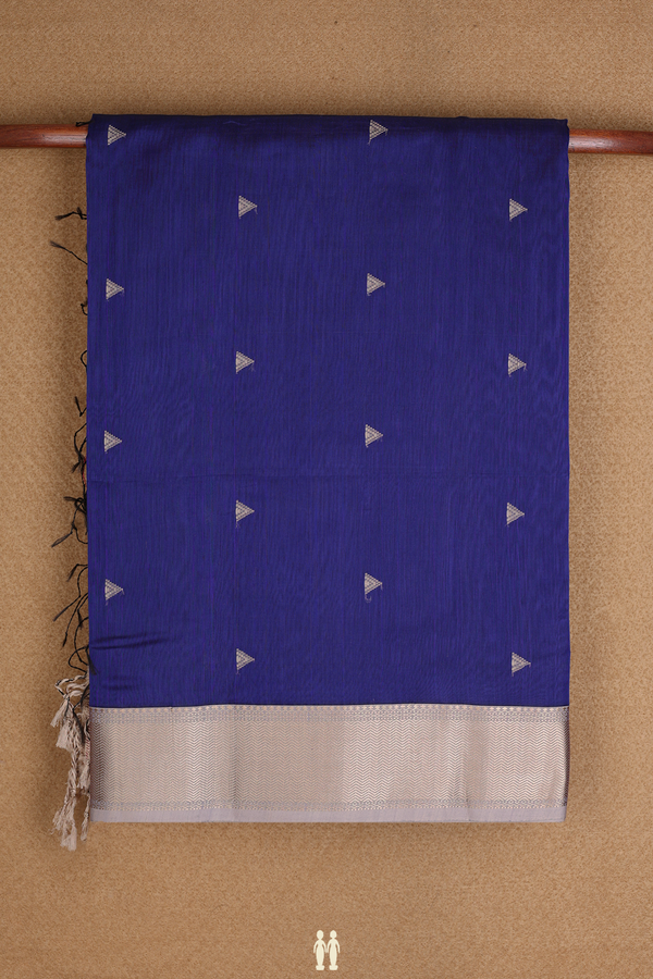Threadwork Buttas Royal Blue Maheswari Silk Cotton Saree