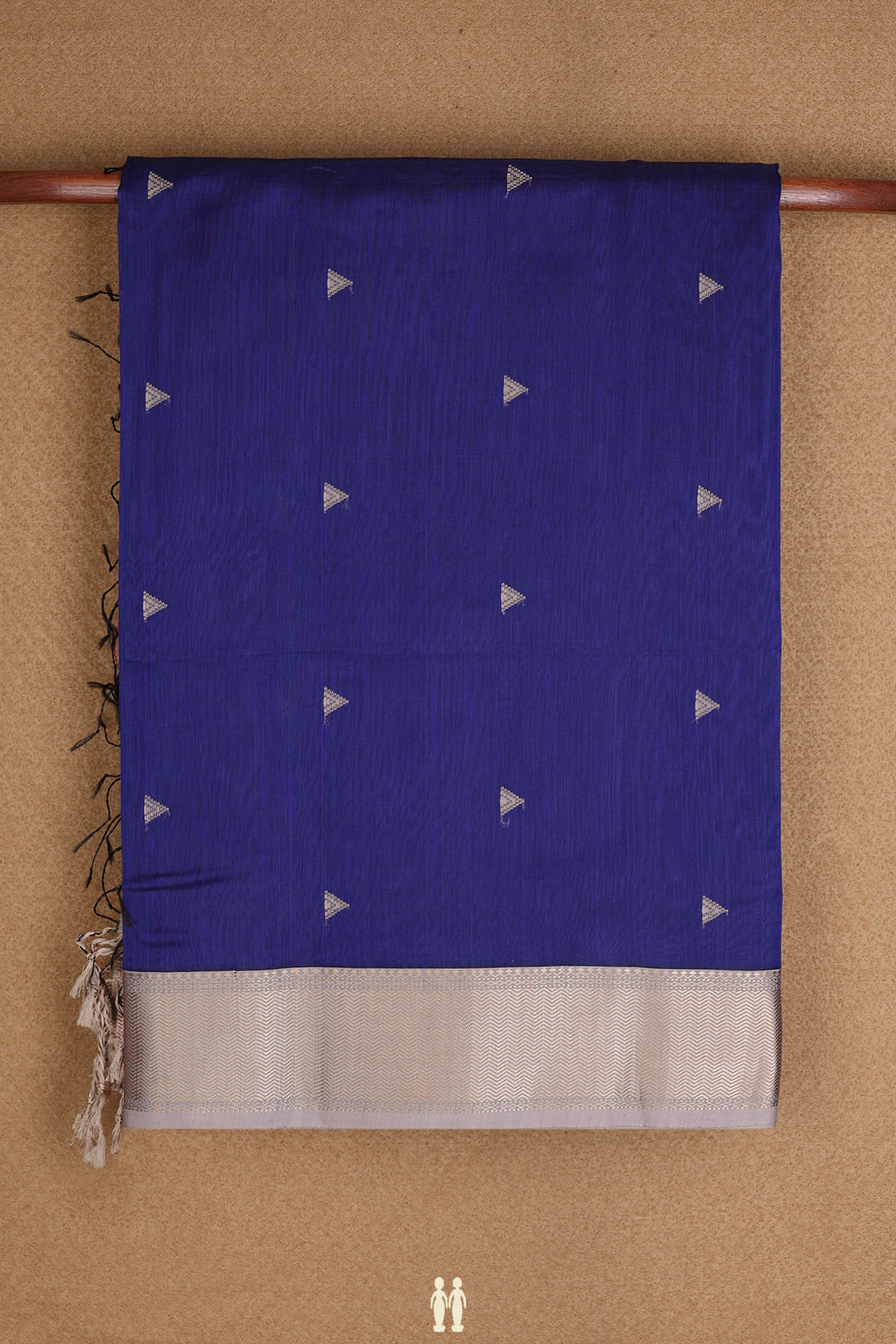 Threadwork Buttas Royal Blue Maheswari Silk Cotton Saree
