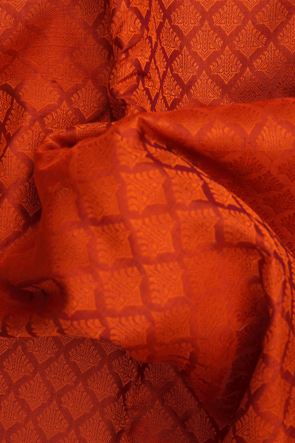 Threadwork Buttas Spiced Orange Kanchipuram Silk Saree
