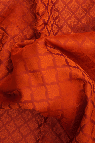 Threadwork Buttas Spiced Orange Kanchipuram Silk Saree