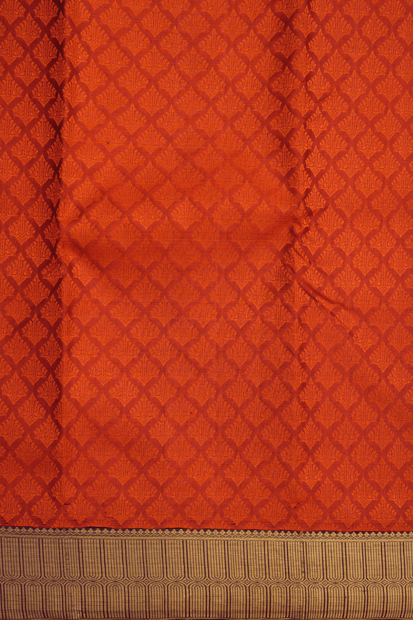Threadwork Buttas Spiced Orange Kanchipuram Silk Saree