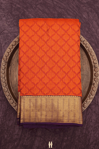Threadwork Buttas Spiced Orange Kanchipuram Silk Saree