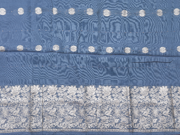 Threadwork Buttas Stone Blue Silk Cotton Salwar Material