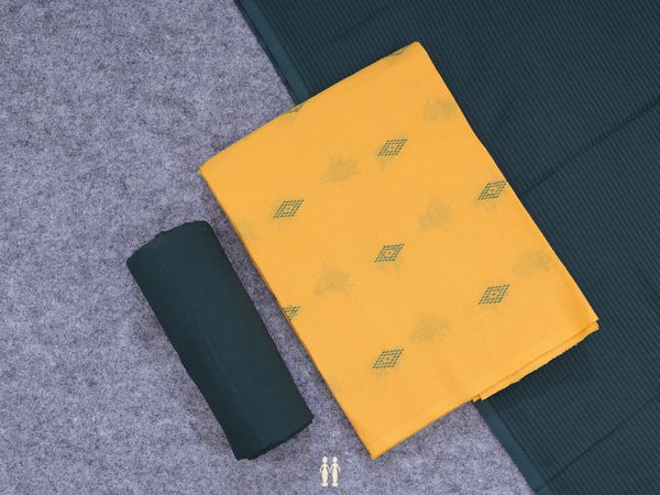 Threadwork Buttas Yellow Cotton Salwar Material