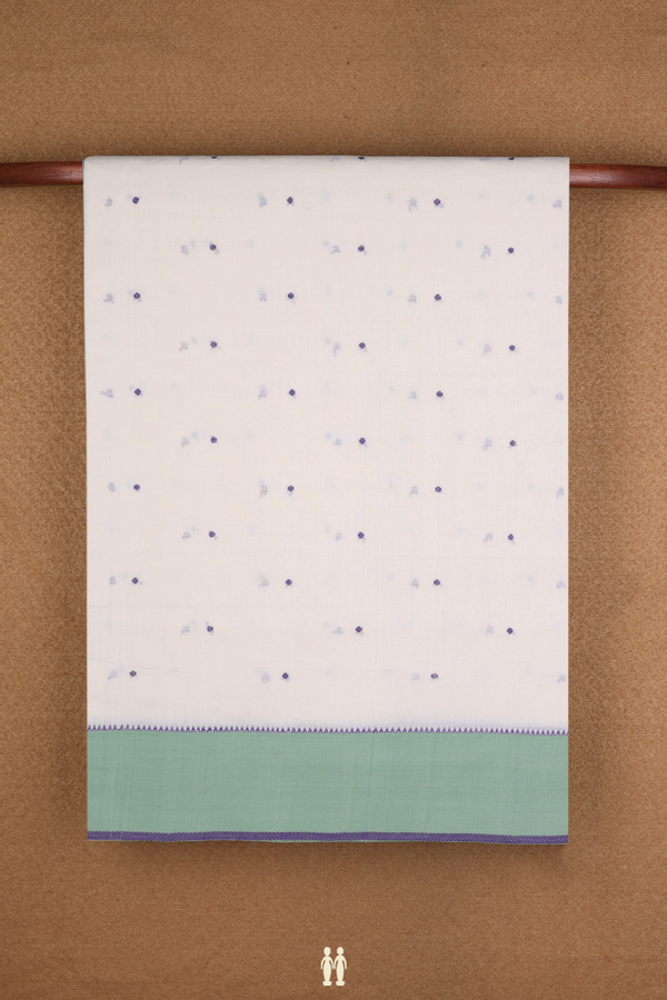 Threadwork Buttis Egg White Handloom Cotton Saree